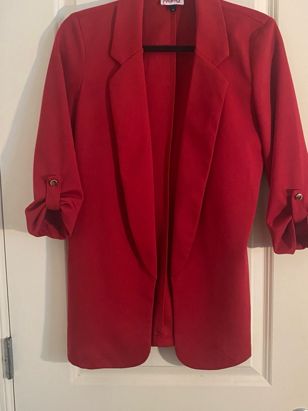 Classic Red Open-Front Women's Blazer